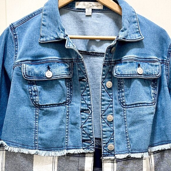 EST. 1946 Denim Jean Flannel Jacket Women's Size S Boho Prairie Cottagecore - Picture 2 of 13